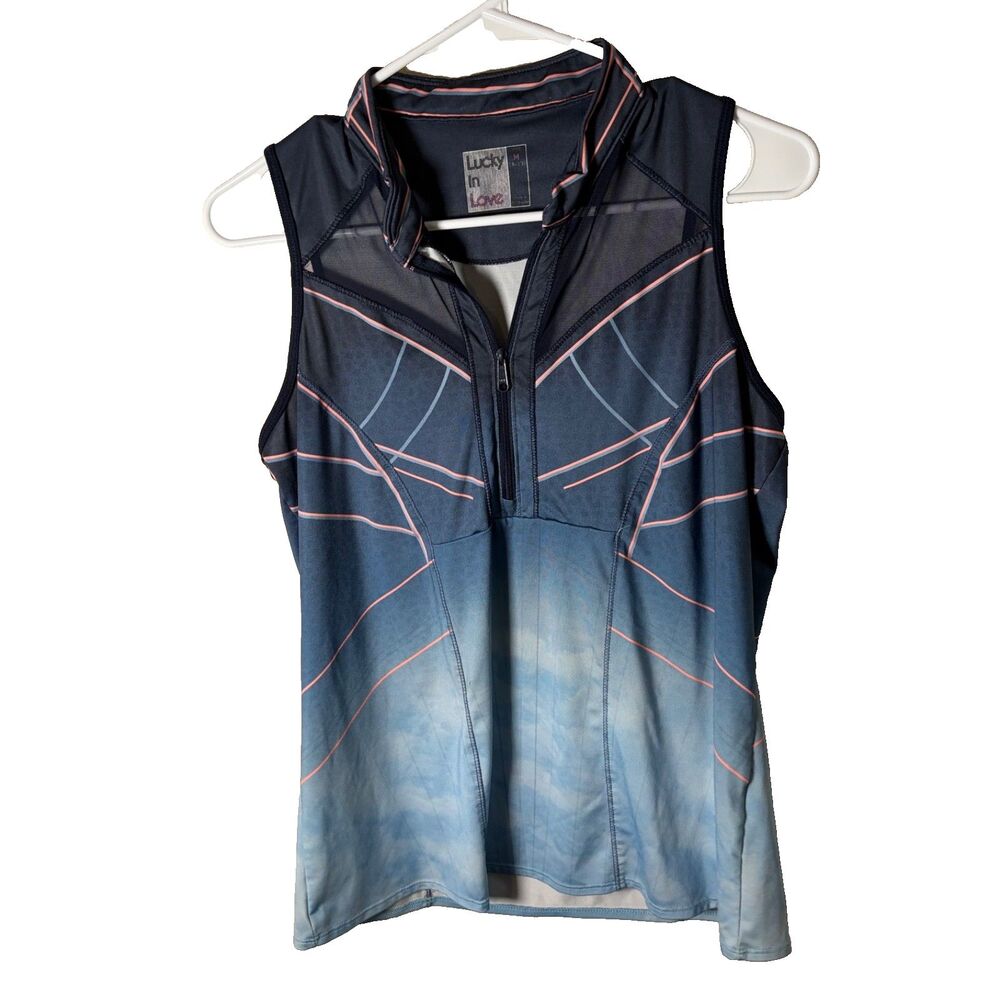 Lucky In Love Tank Top Women's Medium Athletic Sleeveless Zipper Active
